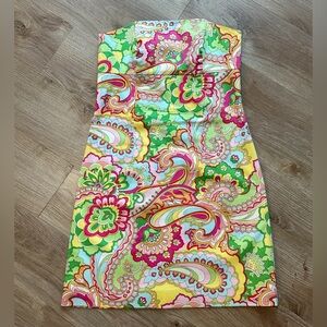 Melly M Strapless Bright Colorful Shift Dress Sz 2 Vintage Rare Resort